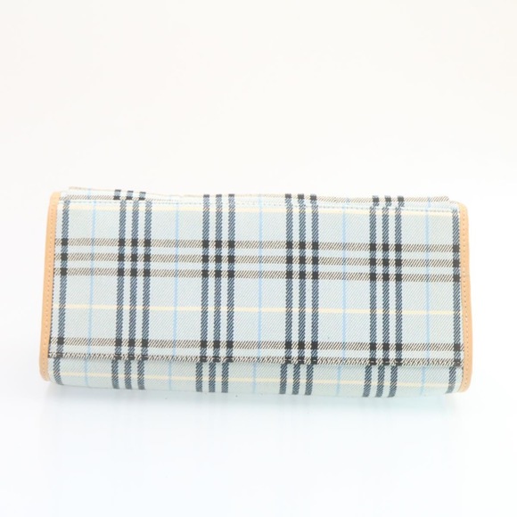 BURBERRY Blue Label Nova Check Hand Bag Canvas Light Blue Auth ki1534 - Picture 5 of 16